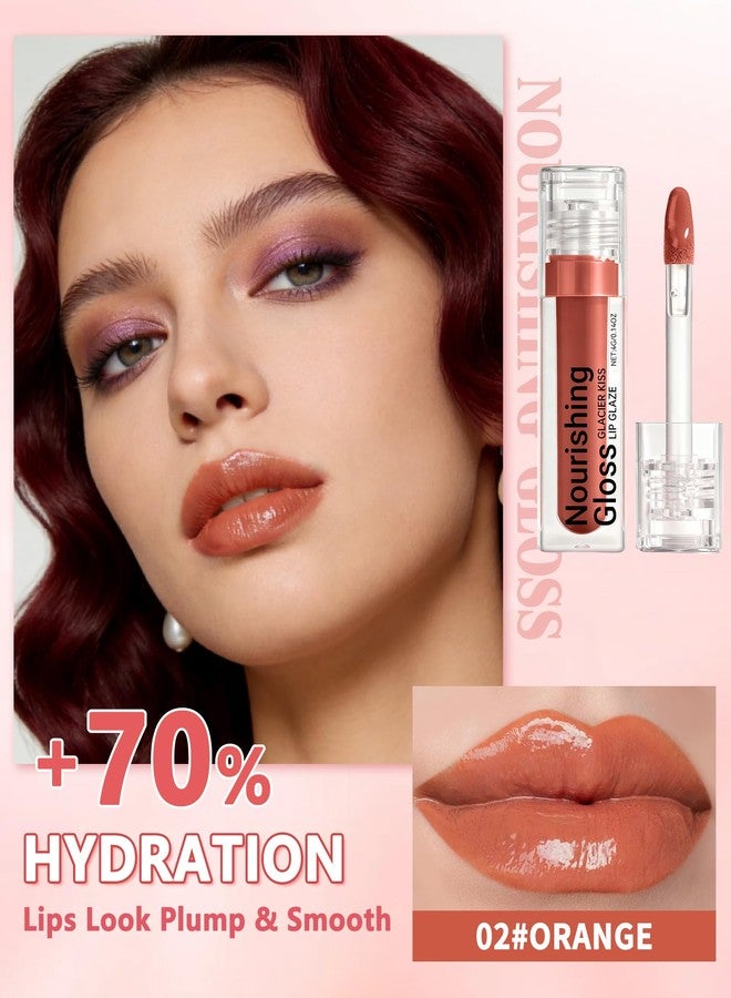 Lestpola Plumping Lip Gloss for Women, Glossy Finish Lip Tint Stain, Hydrating Moisturizing Lips Care Tinted Lips Oil, Non-Sticky Long Lasting Shine Lipgloss Lipstick, Plumping LipGloss Oil Makeup-02 Orange - Image 2